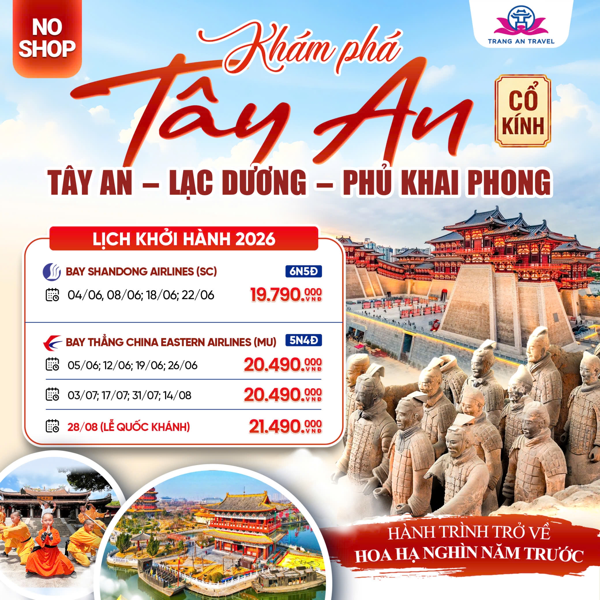 Tour Tây An – Lạc Dương – Phủ Khai Phong 2026: Hành Trình Di Sản NOSHOP Đẳng Cấp.
