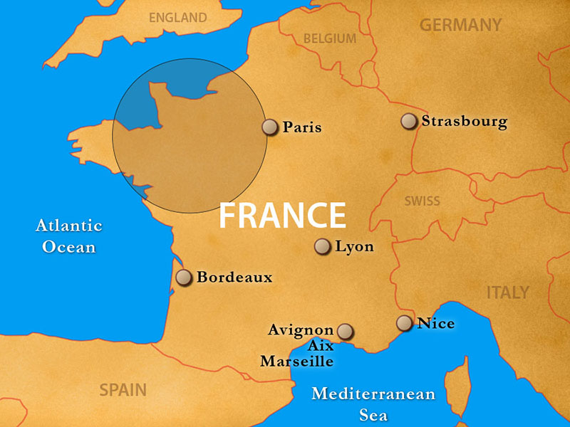 Vị trí nước Pháp trên bản đồ du lịch thế giới