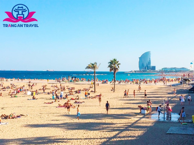 Bãi biển ở Barcelona luôn đông đúc, nhộn nhịp
